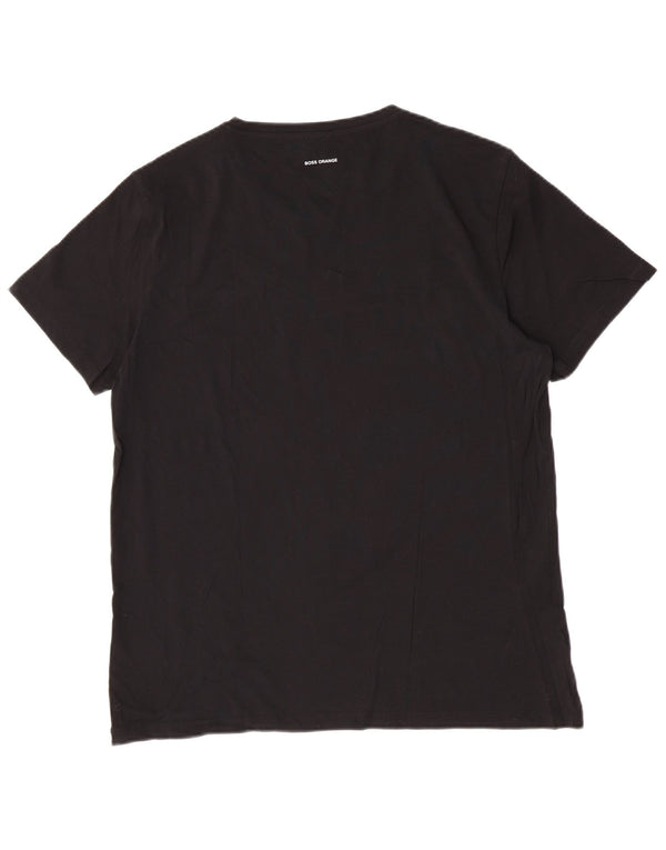 Męska koszulka z grafiką Hugo Boss, 2XL, czarna bawełna