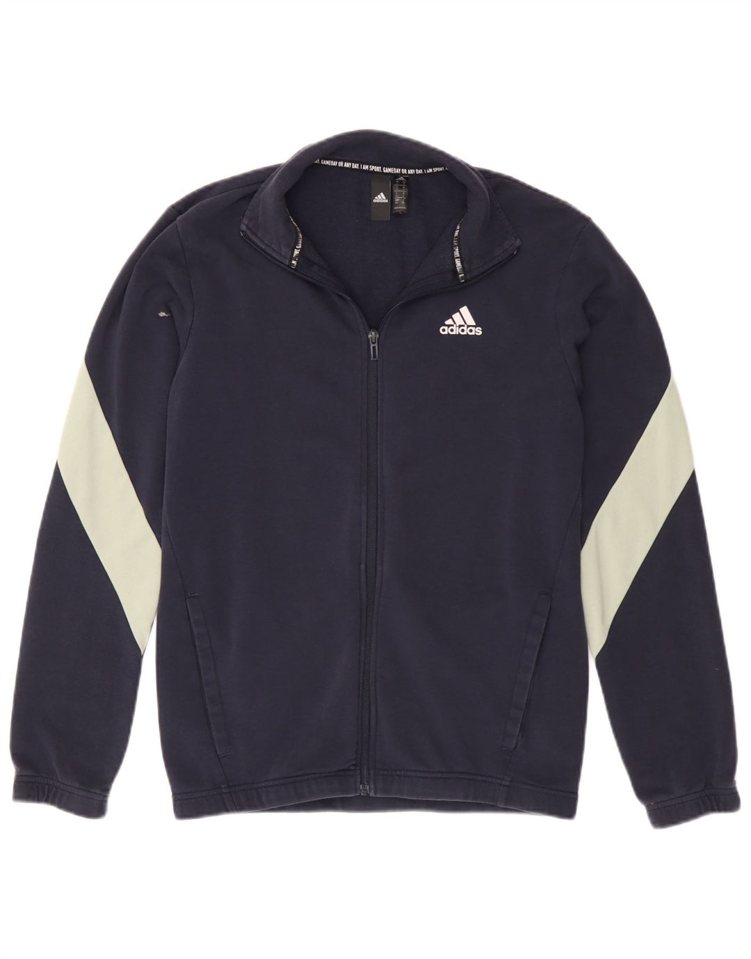 Adidas Męska bluza dresowa, mała, granatowa, z blokami kolorów, bawełniana