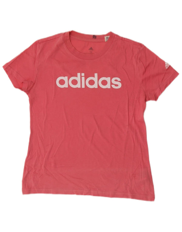 Damska koszulka graficzna Adidas Top UK 12/14 Średni różowy bawełniany