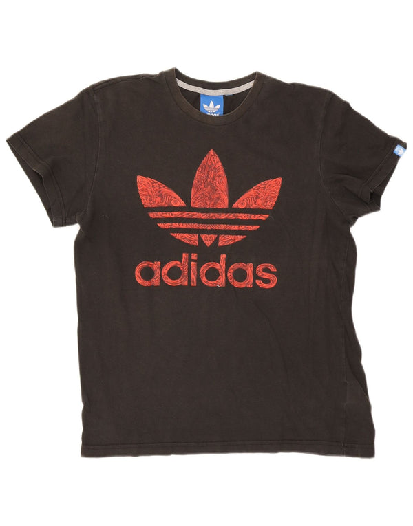 Męska koszulka z grafiką Adidas, duża, szara, bawełniana