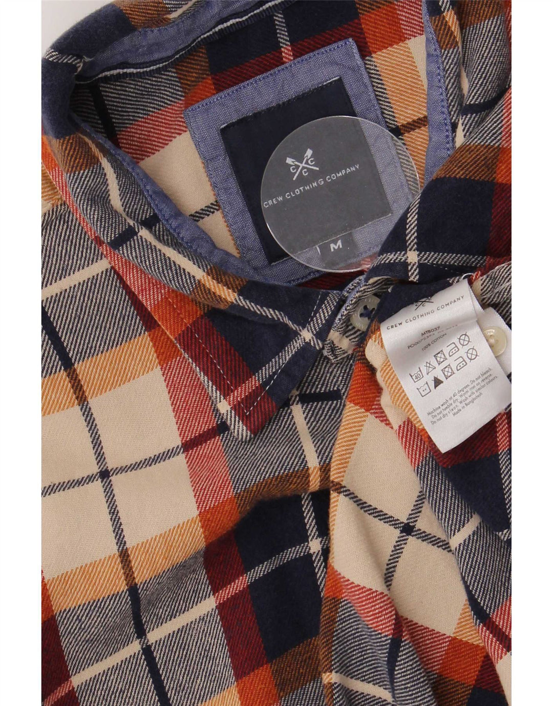 Crew Clothing Męska koszula flanelowa, średnia, granatowa, bawełniana w kratkę