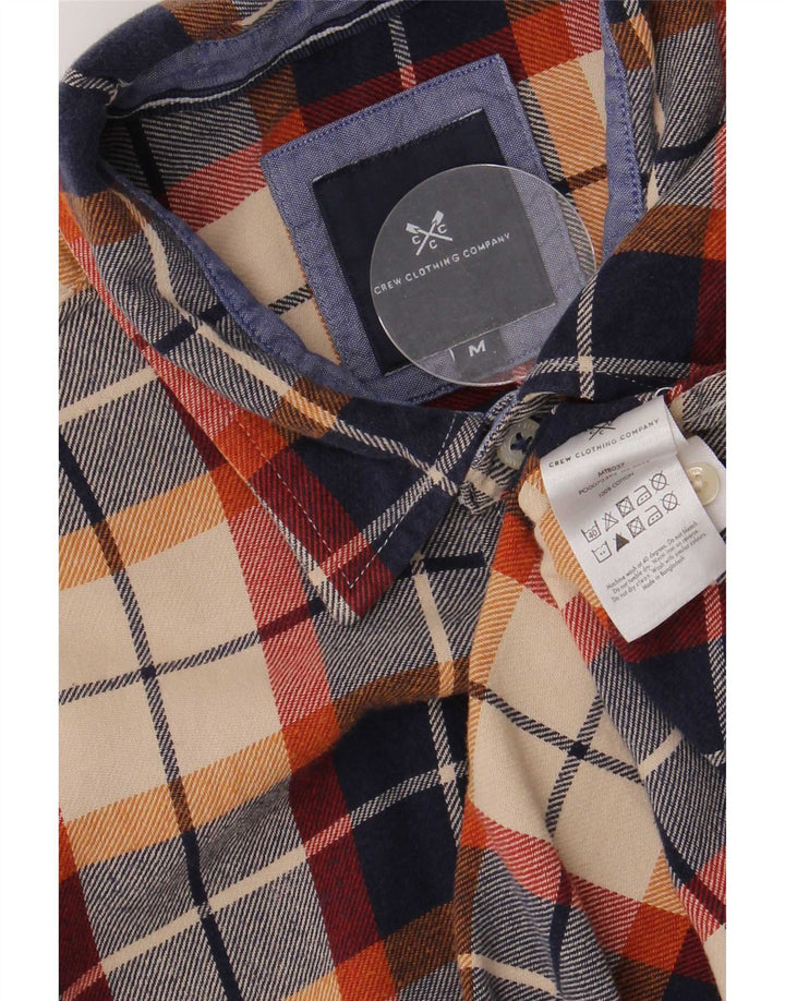Crew Clothing Męska koszula flanelowa, średnia, granatowa, bawełniana w kratkę