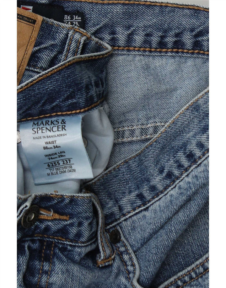 Marks & Spencer Męskie niebieskie dżinsy Harbor Straight W34 L29 Niebieskie bawełniane