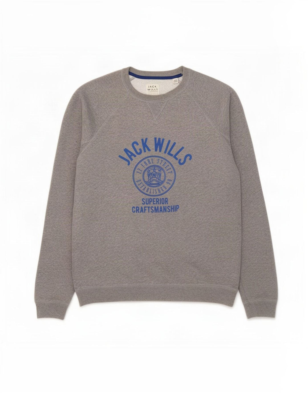 Męska bluza z grafiką Jack Wills, średnio szara, nakrapiana bawełna