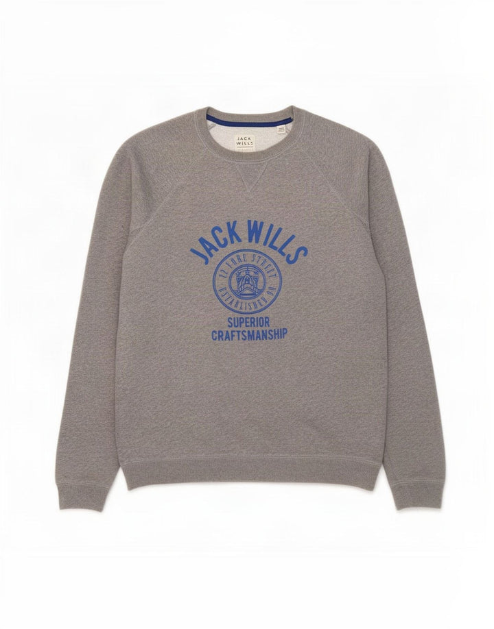 Męska bluza z grafiką Jack Wills, średnio szara, nakrapiana bawełna