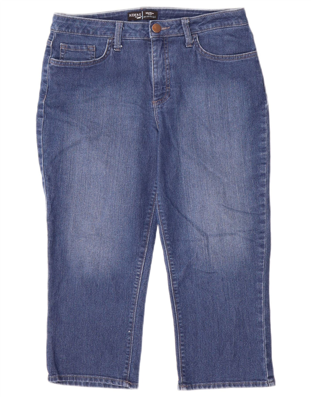 Damskie jeansy Lee Riders Mid Rise Capri US 10 Large W32 L21 Niebieska bawełna