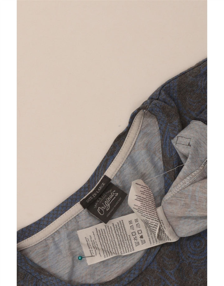 Męski T-shirt z grafiką Jack & Jones Top 2XL Niebieski geometryczny poliester