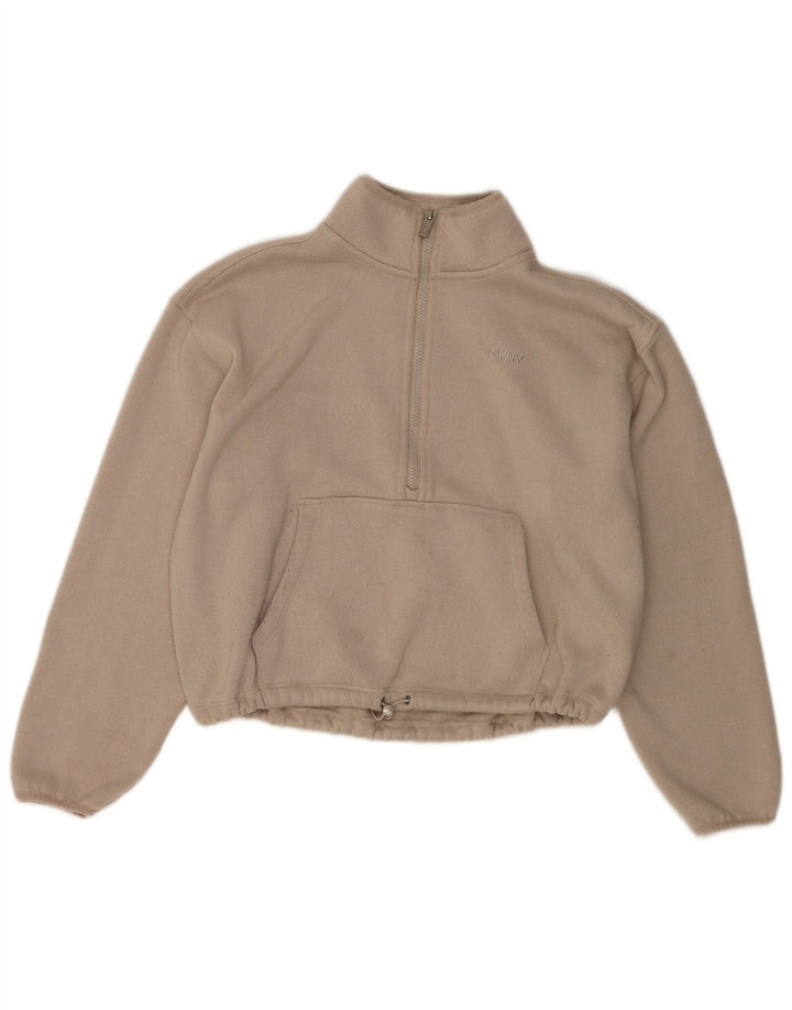 Damska bluza oversize Dkny z zamkiem błyskawicznym na szyi, UK 14, średnia biel