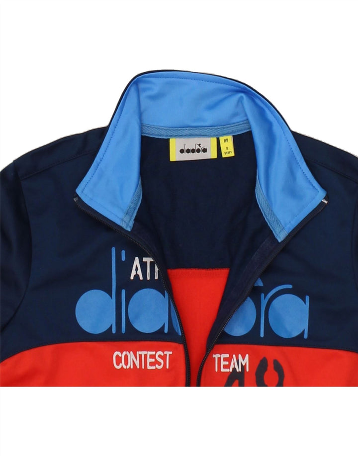 DIADORA Boys Graphic Tracksuit Top Jacket 7-8 Years Medium Red Colourblock Vintage Diadora and Second-Hand Diadora from Messina Hembry 