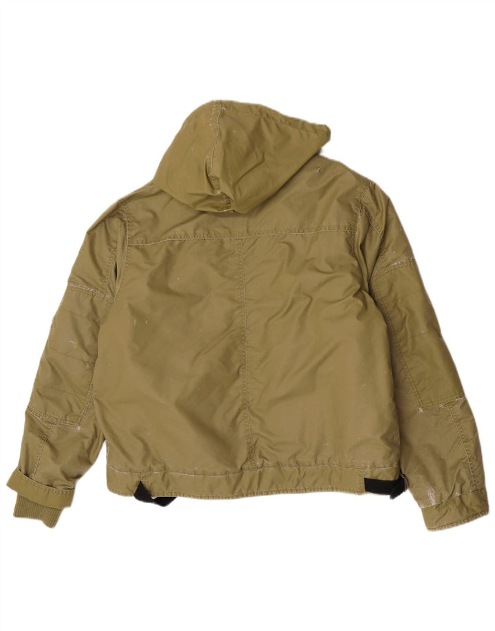 Chłopięca kurtka bomber z kapturem i grafiką Diesel, 13-14 lat, XL Khaki, poliamid