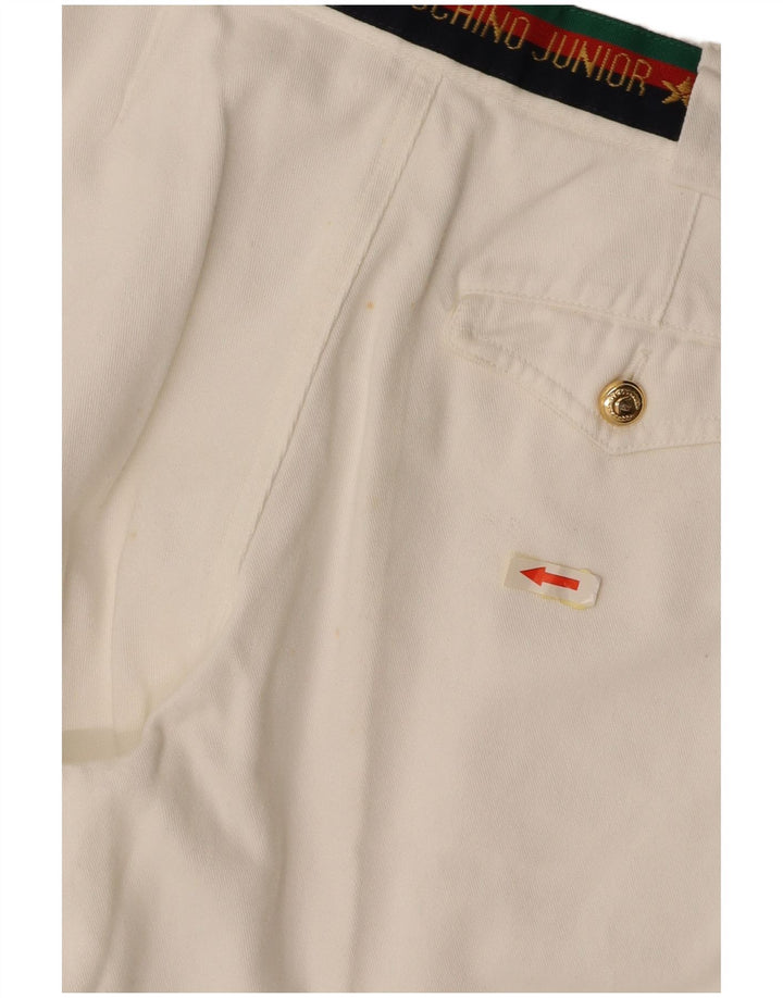 Spodnie garniturowe chłopięce MOSCHINO z grafiką, 9-10 lat W24 L25 biała bawełna