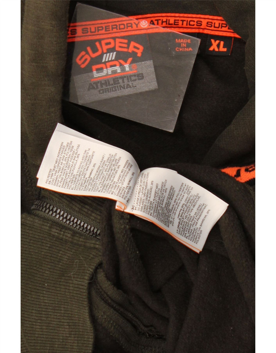 SUPERDRY Męski sweter z kapturem i zamkiem XL, bawełna w kolorze khaki