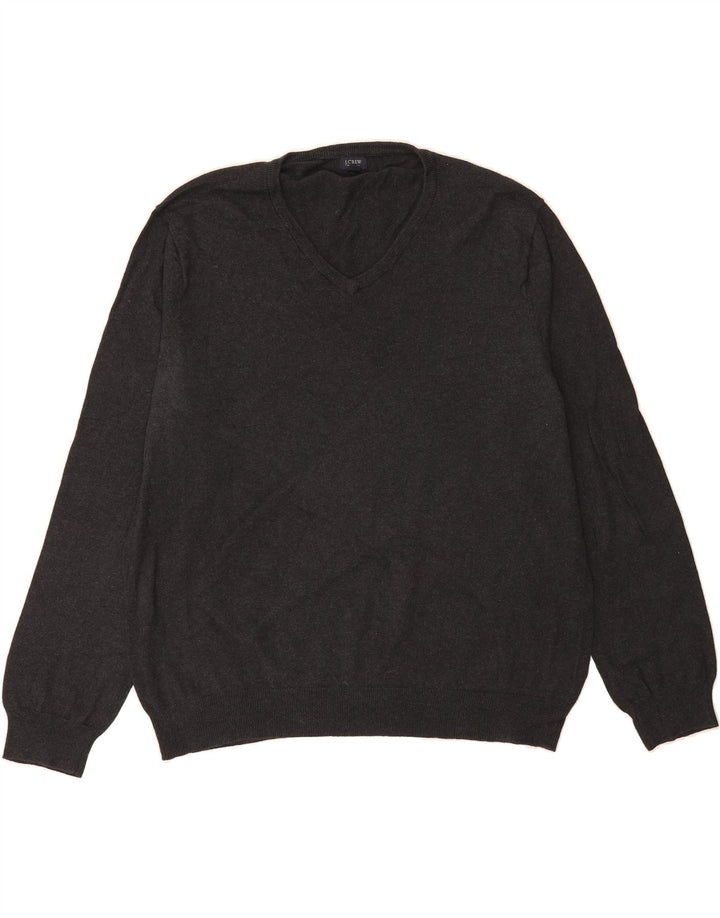 J. CREW Mens V-Neck Jumper Sweater XL Grey Cotton Vintage J. Crew and Second-Hand J. Crew from Messina Hembry 
