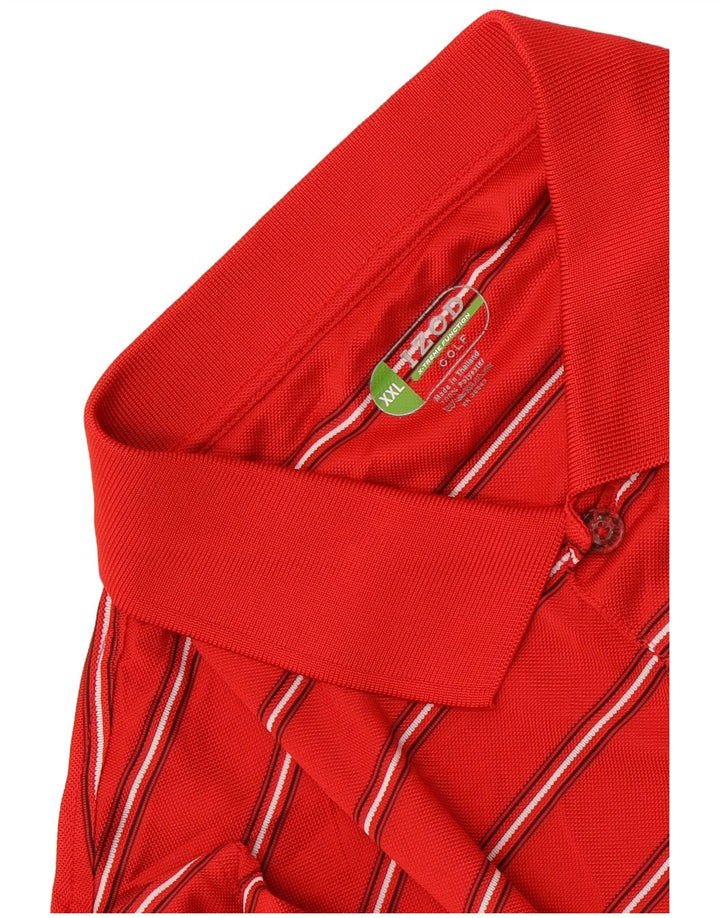 Męska koszulka polo do golfa Izod 2XL, poliester w czerwone paski