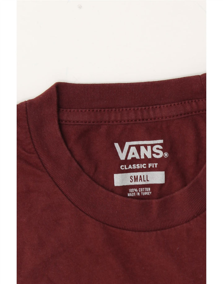Męski T-shirt VANS o klasycznym kroju, mały, bordowy, bawełniany