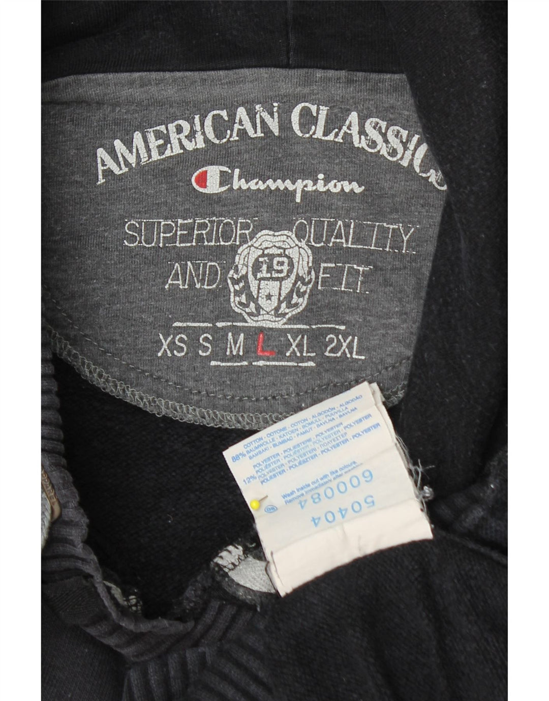 Męski sweter z kapturem i grafiką CHAMPION, duży, czarny, bawełniany