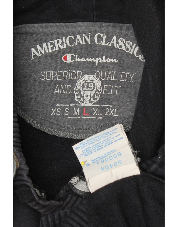 Męski sweter z kapturem i grafiką CHAMPION, duży, czarny, bawełniany