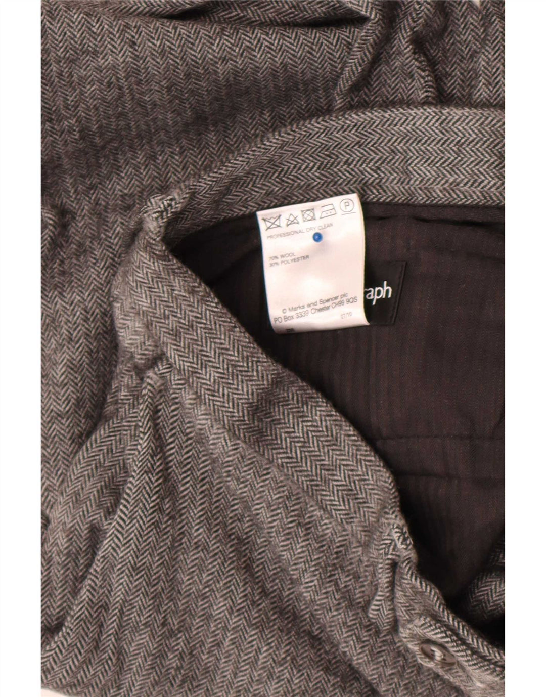 Męskie spodnie garniturowe Marks & Spencer Autograph W36 L28 Szare w jodełkę