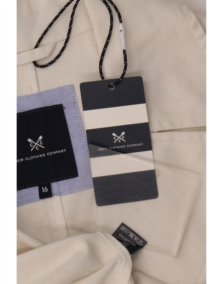 CREW CLOTHING Damski płaszcz groszkowy UK 16, duży, biały, bawełniany
