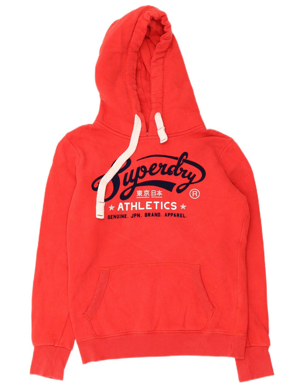 Damski sweter z kapturem Superdry Graphic, oversize, UK 10, mały, czerwony, bawełniany