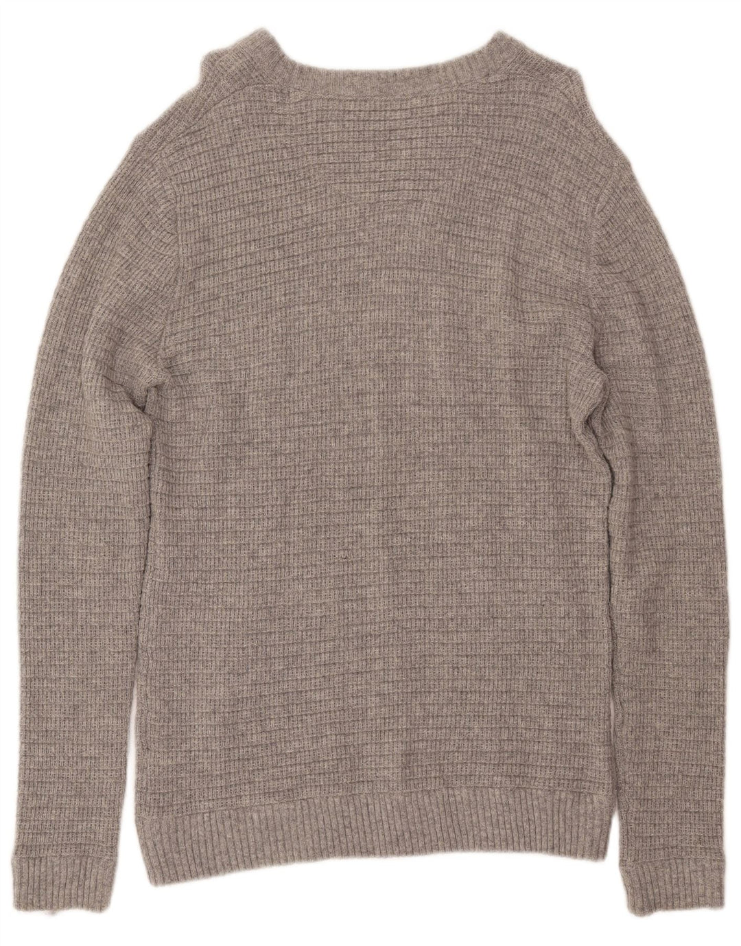 Crew Clothing Męski sweter z okrągłym dekoltem, duży, szary, wełniany