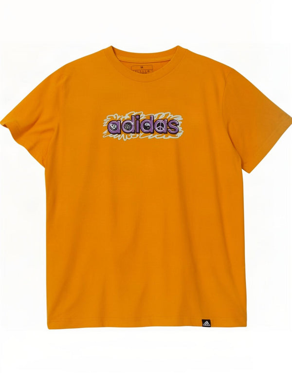 Adidas Womens Graphic T-Shirt Top UK 12/14 Medium Yellow Cotton