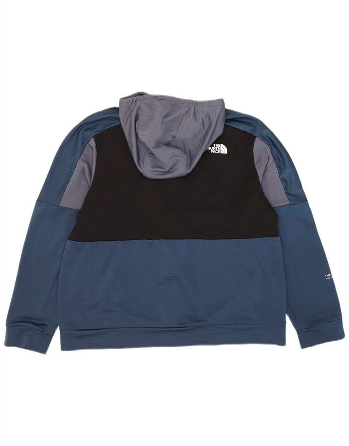 Męski sweter z kapturem i zamkiem The North Face XL, niebieski, poliester z blokami kolorów