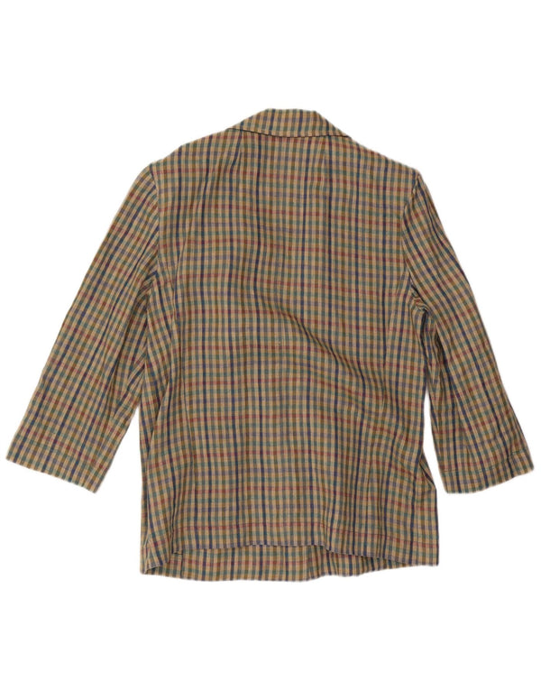 Vintage damska marynarka zapinana na 2 guziki, UK 18 XL, wielobarwna kratka