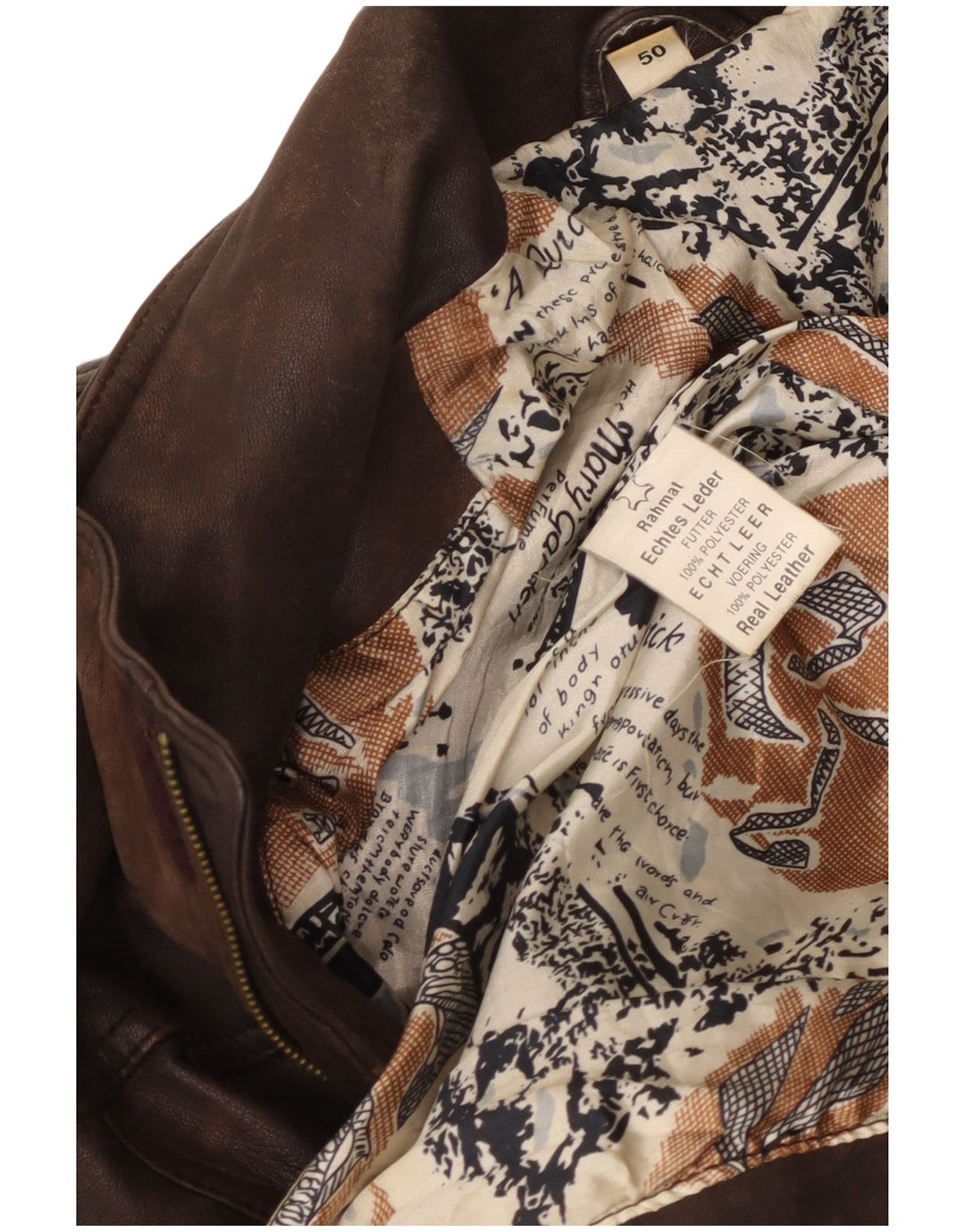 VINTAGE Męski płaszcz skórzany EU 50 Duża brązowa skóra