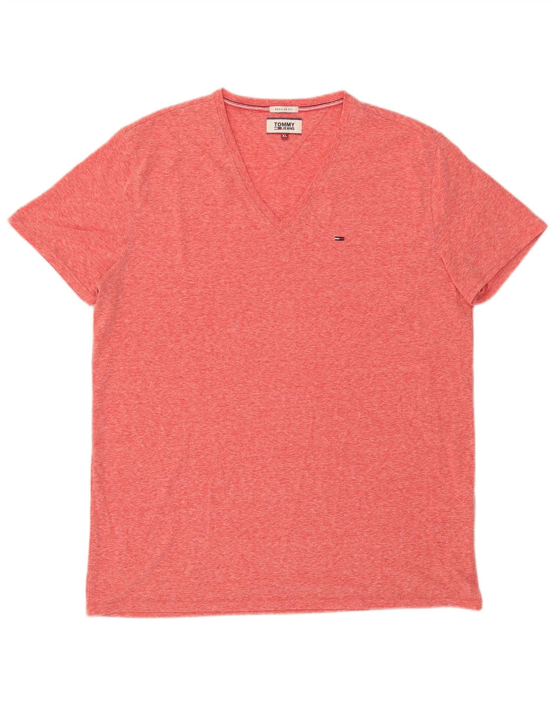 T-shirt męski Tommy Hilfiger o regularnym kroju, top XL, czerwony, nakrapiany poliester