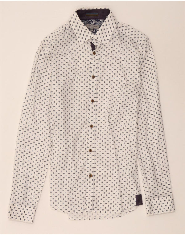 Koszula męska Ted Baker, rozmiar 15, 1/2, średnia biała, bawełniana w geometryczne wzory