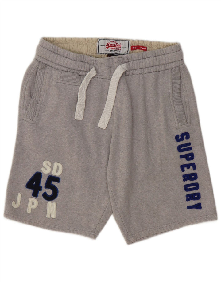 Męskie spodenki sportowe Superdry z grafiką, średnioszare, bawełniane