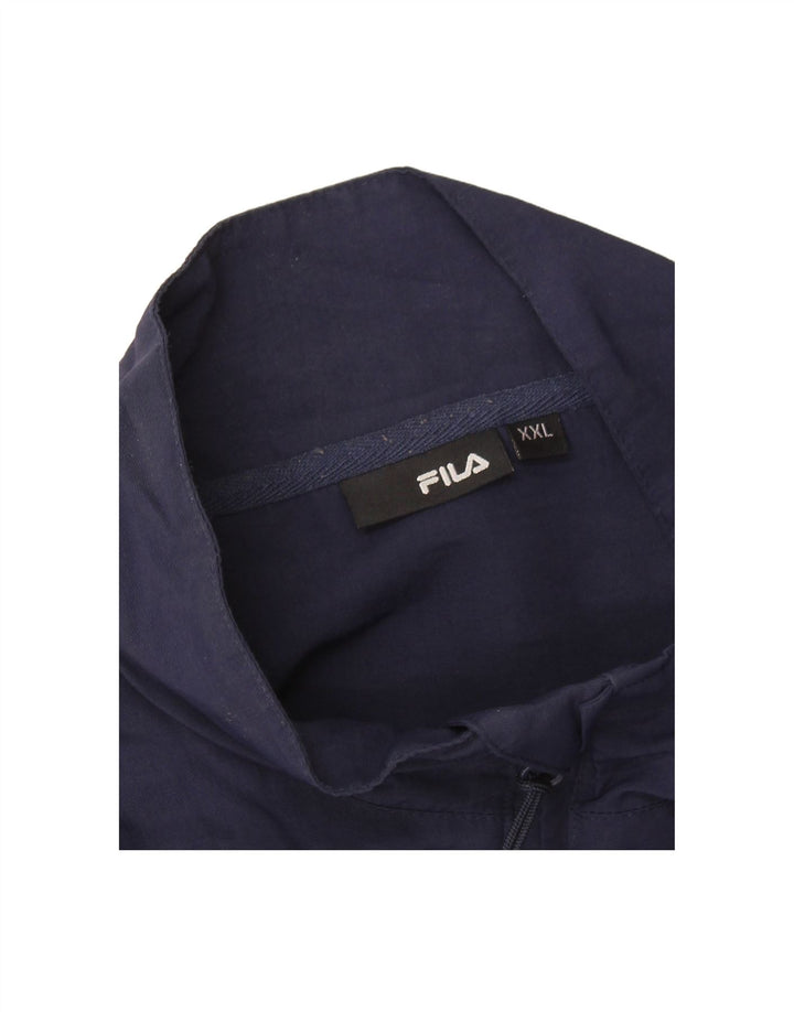 FILA Mens Bomber Jacket UK 44 2XL Navy Blue Nylon