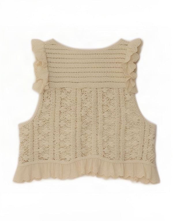 Damska kamizelka Crochet Crochet Top UK 10 Small Beżowa Zara
