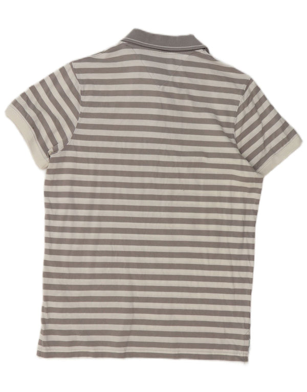 Męska koszulka polo slim fit Tommy Hilfiger w małe, szare, bawełniane paski