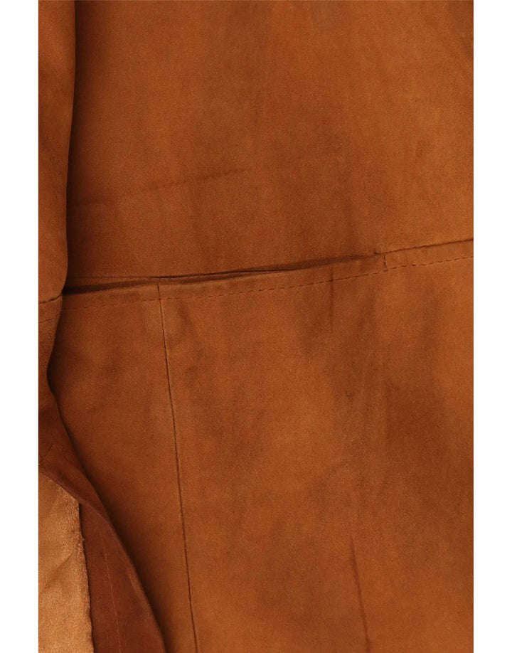 Vintage damski płaszcz skórzany oversize UK 20 2XL brązowa skóra