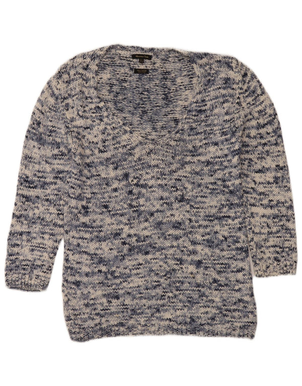 Sweter damski Massimo Dutti z dekoltem w kształcie litery V, UK 14, średni granatowy nakrapiany