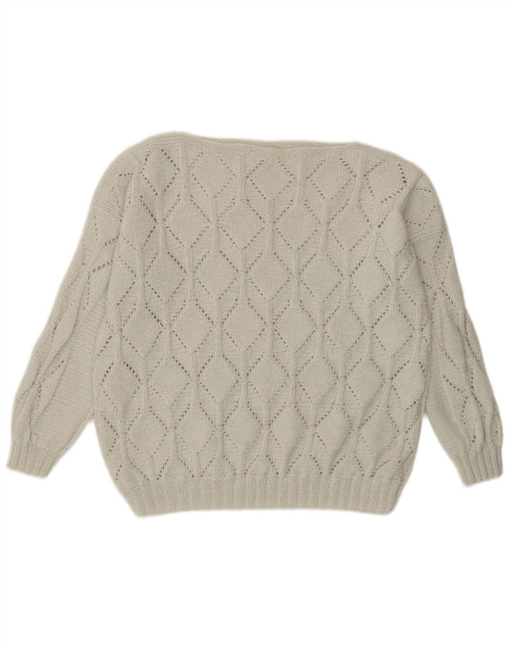 Sweter damski VINTAGE z dekoltem w łódkę UK 18 XL Off White