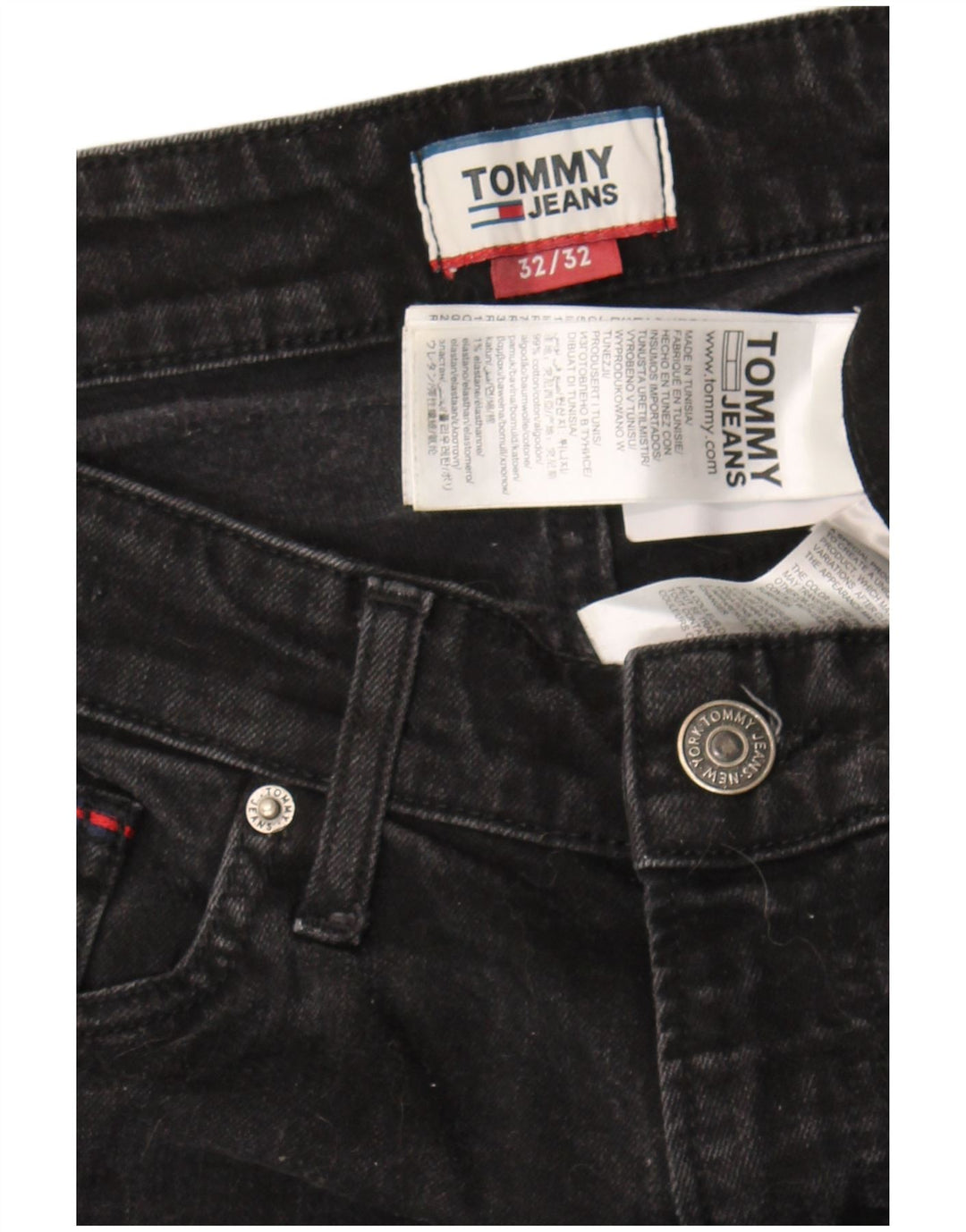 Męskie jeansy slim fit Tommy Hilfiger W32 L32 Czarne bawełniane