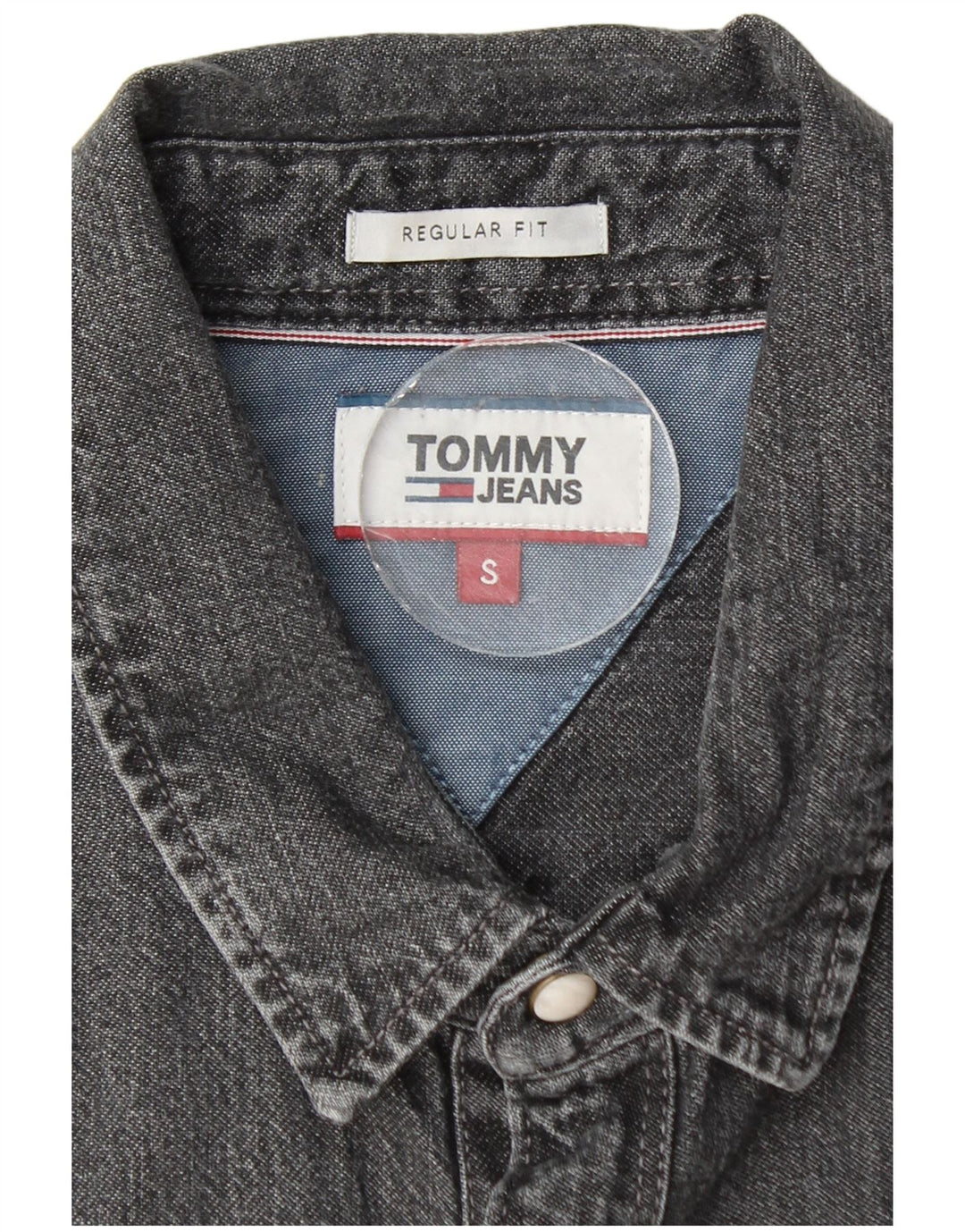 Męska koszula dżinsowa Tommy Hilfiger o regularnym kroju, mała, szara, bawełniana