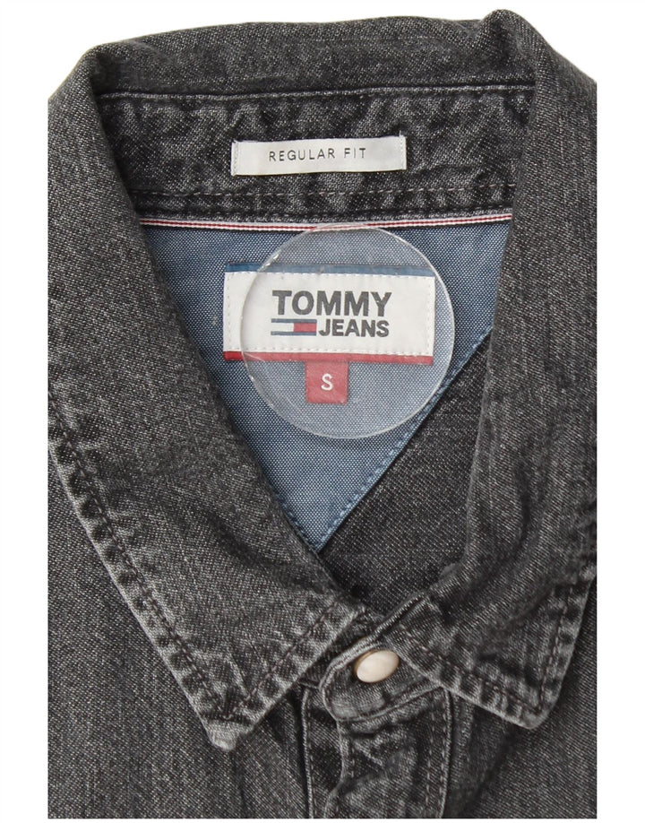 Męska koszula dżinsowa Tommy Hilfiger o regularnym kroju, mała, szara, bawełniana