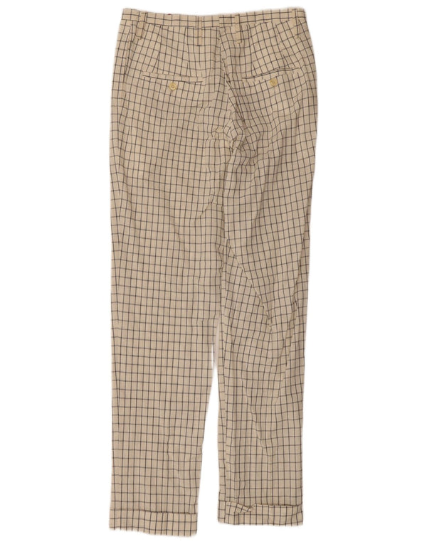 Damskie proste spodnie chino w stylu vintage IT 44 Medium W30 L31 Off White Check