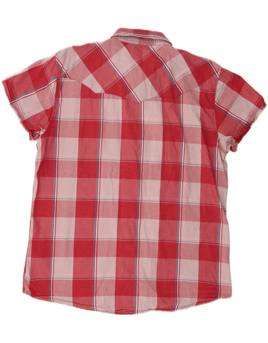 Męska koszula z krótkim rękawem WRANGLER o regularnym kroju 3XL, bawełniana w różową kratkę