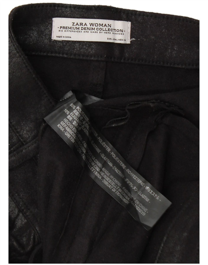 Damskie, obcisłe, przycięte spodnie Zara, duże, W30 L27, czarny poliester