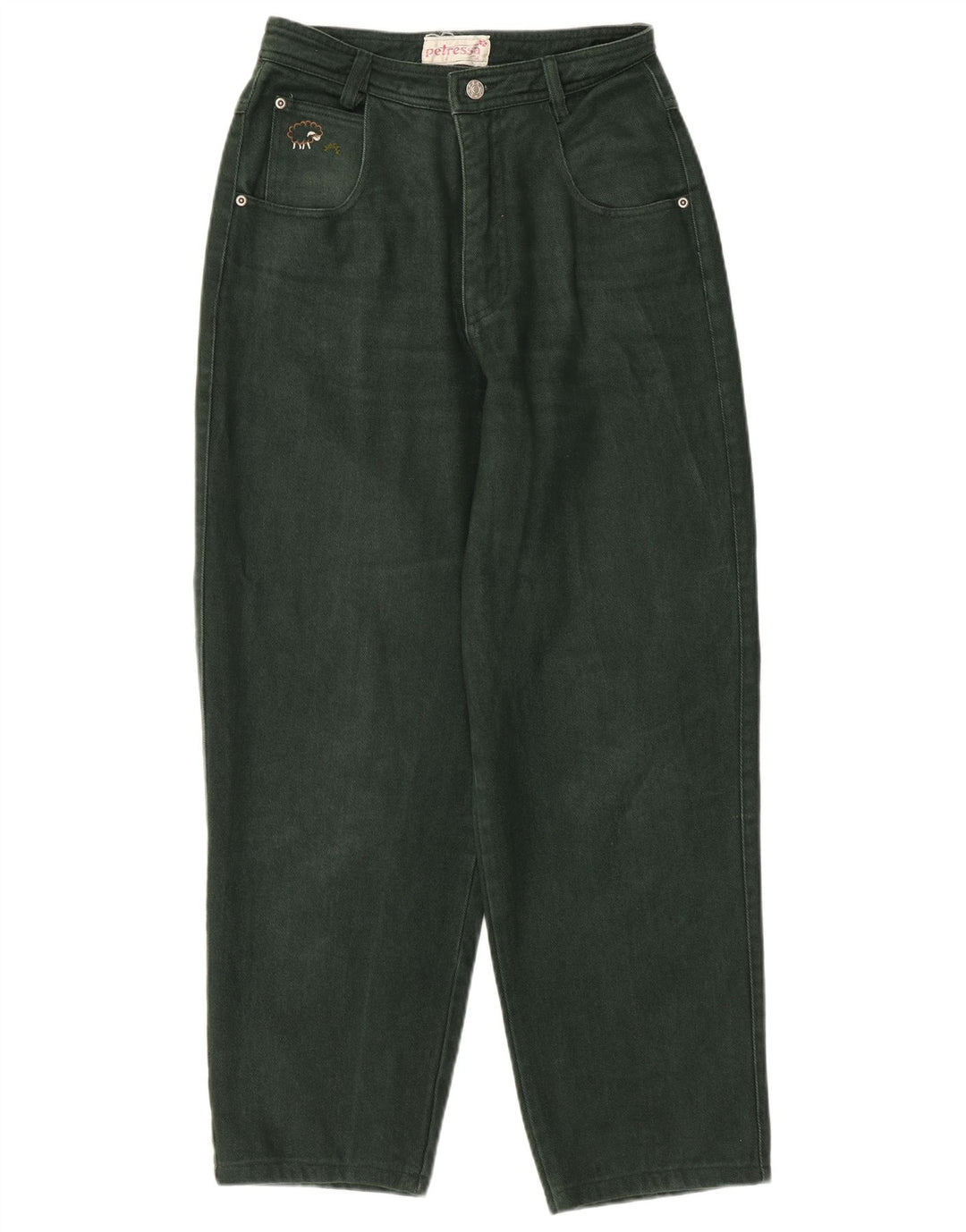 Damskie jeansy z wysokim stanem PETRESSA EU 36 Small W26 L26 Zielona bawełna