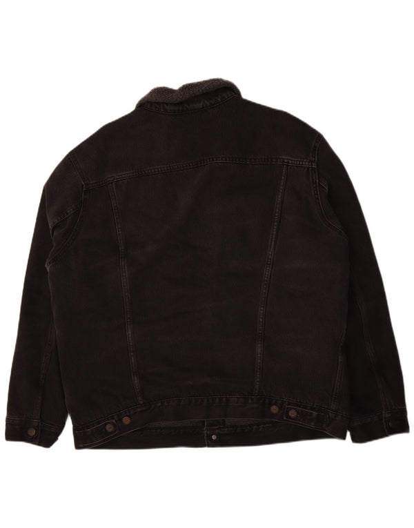 Męska kurtka dżinsowa Levi's Sherpa UK 44 2XL Czarna bawełniana