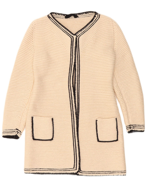Sweter damski w stylu vintage o przedłużonym kroju, UK 10, mały, w kolorze złamanej bieli