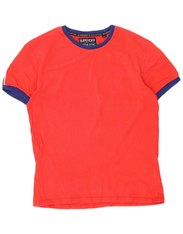 Męski T-shirt z grafiką Superdry, duży, czerwony, bawełniany blok kolorów