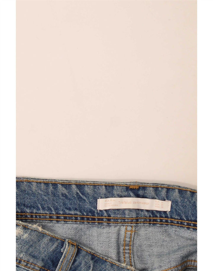 Zara Damska Trafaluc Distressed Mini Denim Spódnica Średnia W30 Niebieska