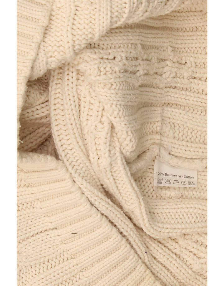 Vintage męski sweter z wywijanym dekoltem, duży, beżowy, bawełniany
